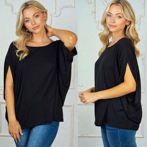 Black Dolman Sleeve Flowy Top NEW | BiBi
